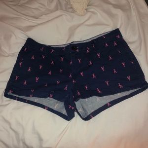 Navy Blue Lobster Pattern Shorts